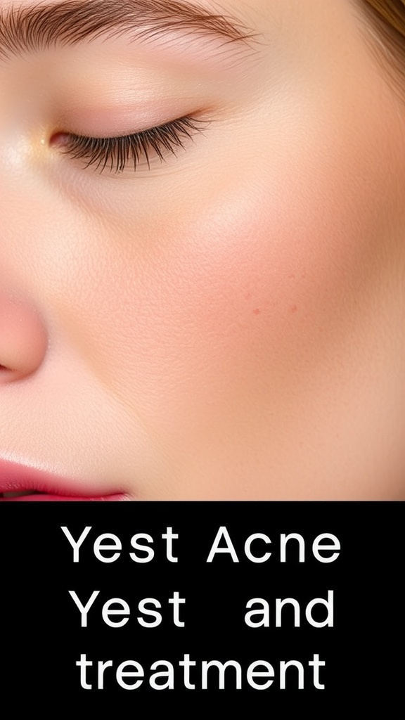Comparison of healthy skin and yeast acne, highlighting the differences in texture and appearance.
